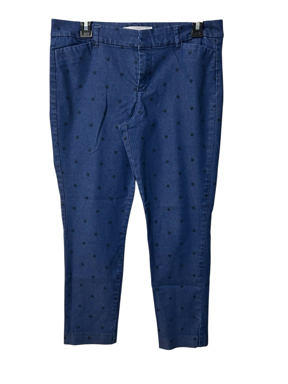Old Navy Pixie Ankle Pants Blue Polka Dot Skinny Chino Size 8 Cotton Blend - Picture 5 of 8